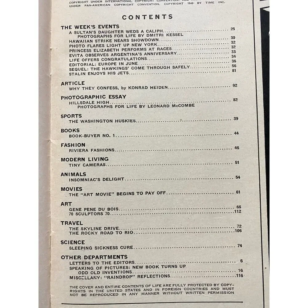 LIFE Magazine June 20 1949 High School Graduate Cover Vintage Original Issue